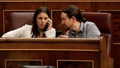 Irene Montero y Pablo Iglesias, en el Congreso