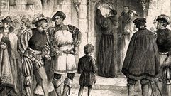  Lutero fixando as s�as teses na porta da capela do castelo de Wittenberg