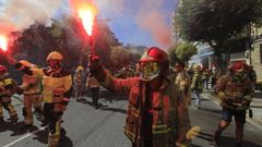 Manifestaci�n de los bomberos comarcales en huelga el pasado mes de julio