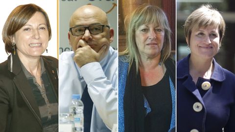 Carmen Forcadell y los otros miembros de Junts pel S� en la Mesa del Parlamento catal�n: Llu�s Corominas, Anna Sim� y Ramona Barrufet