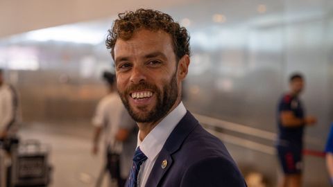 El consejero del Celta Sergio �lvarez, en Peinador este martes,