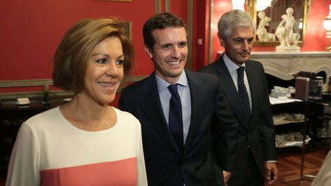 Cospedal, Casado y Surez Illana, en el acto que eligi la secretaria general para dar a conocer su opcin