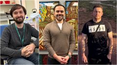 Los tres egresados de la Universidad de OviedoDavid Roiz del Valle, graduado en Biologa (primer premio en Ciencias), Erik Garabaya, graduado en Lenguas Modernas y sus Literaturas (segundo premio en Artes y Humanidades) y Hugo Martnez, graduado en Psicologa (segundo premio Ciencias de la Salud)