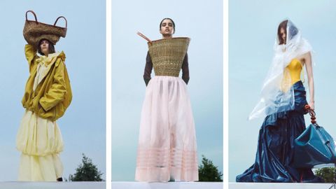La modelo Lonneke Te Kloese, con tres dise�os de la colecci�n final de m�ster de la boirense para la Real Academia de Bellas Artes de Amberes, �Lost in tradition, found in Galicia�.