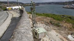 Zona de perforaci�n del t�nel para el tren al puerto exterior en A Gra�a, tras la paralizaci�n de los trabajos el pasado lunes