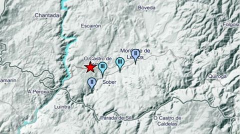 Captura de pantalla del mapa de sismicidad con el epicentro del temblor de Pantn