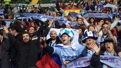 Aficionados del Celta, en el partido frente al Celtic en Glasgow en el 2002.