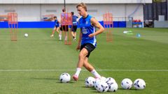 Teun Gijselhart, durante el primer entrenamiento de la pretemporada del Deportivo