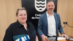Los concejales socialistas Yoya Blanco y Marcos Rey, durante su comparecencia este mi�rcoles en Pontevedra