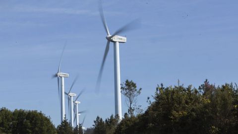 El parque elico de Castelo, en Coristanco, tena en el 2001 un total de 25 molinos y ahora, con la repotenciacin de los aparatos, se quedar en 3