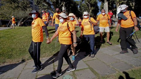 Peregrinos de la isla de La Palma pasan por Pontevedra haciendo el Camino de Santiago