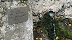 Fuente de Gij�n con un cartel que advierte de que no tiene garant�a sanitaria