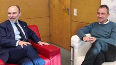 El consejero de Ordenaci�n de Territorio, Urbanismo, Vivienda y Derechos Ciudadanos, Ovidio Zapico,�mantiene�una reuni�n de trabajo con el rector de la Universidad de Oviedo, Ignacio Villaverde