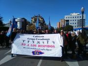 Protesta por los despidos de los trabajadores de la cafeter�a del Grupo Covadonga