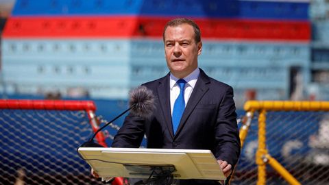 El expresidente ruso Dimitri Medvdev en un acto celebrado en San Petersburgo.