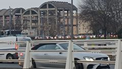 Atasco en O Burgo coincidiendo con la manifestaci�n de los trabajadores de Jardincelas