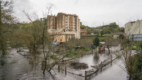 Las aguas del Veronza y el Avia han inundado algunas zonas de la capital de O Ribeiro