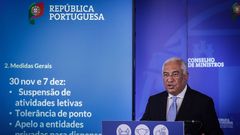 El primer ministro luso, Ant�nio Costa, durante el anuncio de las nuevas restricciones