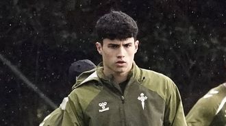 Andrs Antan, en un entrenamiento del primer equipo del Celta, con el que ya ha debutado en Copa.