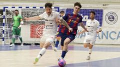 Jhoy durante el partido contra el Barcelona en A Malata. 