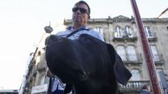 Antonio Fern�ndez con su perro Garfio