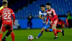 Cris Montes, durante un partido de Unionistas en Riazor