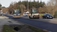 Obras de rehabilitaci�n de la N-540 a su paso por Calde, en Lugo