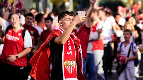 Los hinchas del Sevilla.Los hinchas del Sevilla antes de un partido