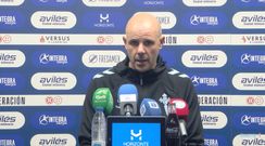 Fredi lvarez, durante la rueda de prensa posterior al triunfo del Celta Fortuna sobre el Avils.