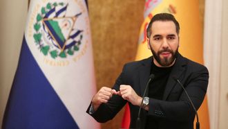 El presidente de El Salvador, Nayib Bukele, durante su comparecencia en San Salvador
