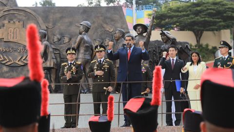 Nicols Maduro, durante la inauguracin de un monumento en recuerdo de las tropas chinas que lucharon en la Segunda Guerra Mundial