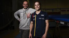Melania Rodr�guez, junto a su entrenador, Pablo Hinojar