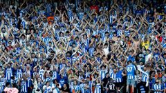 La grada de Abanca Riazor, durante el partido contra el Valencia