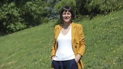 A candidata do BNG Ana Pont�n, este luns en Santiago