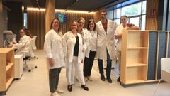Administrativos del centro de salud Virxe Peregrina de Pontevedra, en la nueva zona de atenci&oacute;n  
