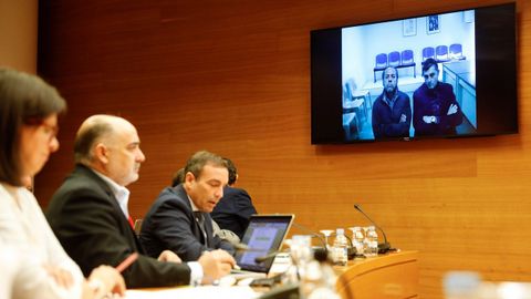 Los cabecillas de la trama Grtel Francisco Correa, Pablo Crespo y lvaro Prez  el Bigotes  (en la imagen) comparecen desde la crcel por el sistema de videoconferencia ante la comisin de Les Corts Valencianes que investiga la gestin de Feria Valencia.EFE/ Kai Forsterling