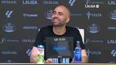 El entrenador del Celta, Claudio Gir�ldez, en la rueda de prensa posterior al triunfo sobre el Sevilla.