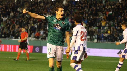 Nacho S�nchez celebrando el gol que anot� en la eliminatoria de Copa ante el Legan�s. 