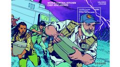 Ilustraci�n a la que pertenece el sello de Correos en honor al chef Jos� Andr�s y su ONG