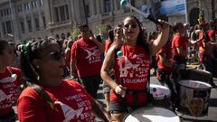 Detalle das mobilizaci�ns do pasado 8M, polo�do D�a da Muller, en Santiago de Chile.