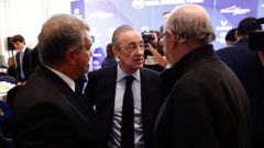 Joan Laporta, Florentino P�rez y Jaume Roures.Los presidentes del Barcelona y del Real Madrid, Joan Laporta y Florentino P�rez, y Jaume Roures, fundador de Mediapro
