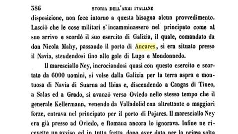 Libro do italiano Felici Turoni no 1856, onde se fala do Porto de Ancares