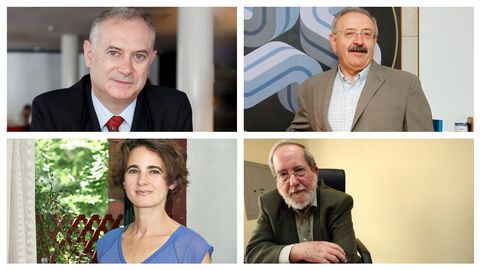 De izquierda a derecha y de arriba a abajo, Enrique Moradiellos, Ramn Villares, Laurence Debray y Jos Garca Abad