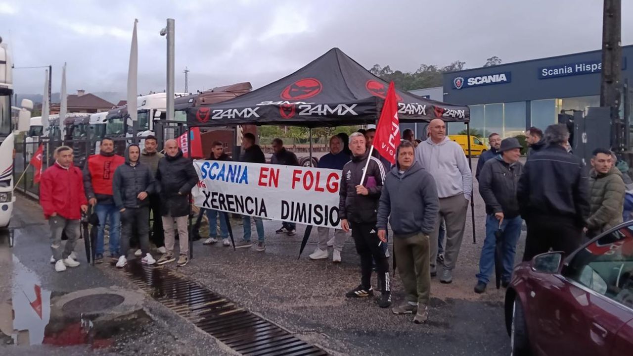 Paro total en los talleres de Scania en Ponteareas