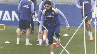 Cardoso, en el entrenamiento de este lunes del Atl&eacute;tico de Madrid