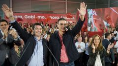 Mitin Pedro S�nchez en A Coru�a. Con Gonzalo Caballero e In�s Rey