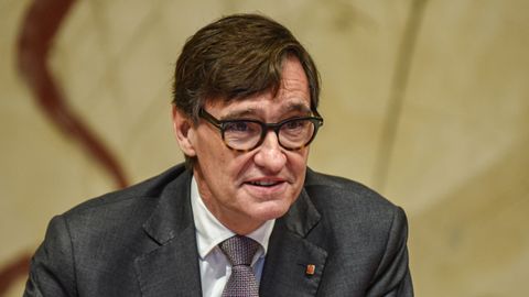 El presidente de la Generalitat, Salvador Illa, durante una reuni�n del Consell Executiu extraordinario, en el Palau de la Generalitat.