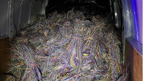 Cable de cobre incautado por la Guardia Civil en Asturias