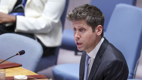 Sam Altman en su discruso ante el Consejo de Seguridad de la ONU.
