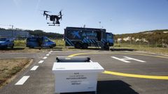 Simulacro de rescate con dron, en la parcela de Cervo